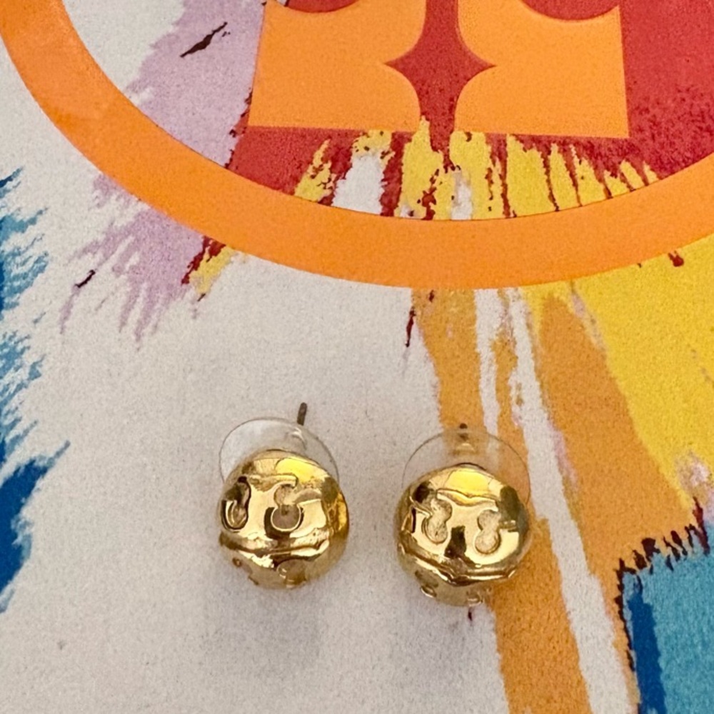 Tory Burch Gold Logo Earrings